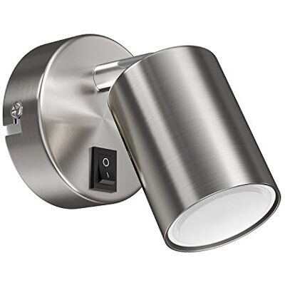 ledscom.de Foco de pared WAIKA, de una sola luz, con interruptor, GU10, cromo mate, incl. lámpara LED GU10 (blanco, 4,888W, 450lm, 100°) ledscom.de Foco de pared WAIKA, de una sola luz, con interruptor, GU10, cromo mate, incl. lámpara LED GU10 (blanco, 4,888W, 450lm, 100°)