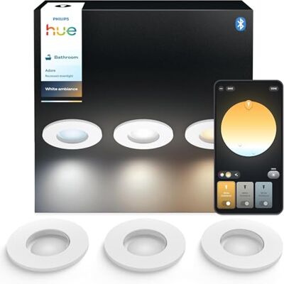 Philips White Ambiance Adore Juego de 3 focos empotrables, Cromo, 3 x 5 W, iluminación de baño regulable, todo blanco, controlable mediante app, compatible con Amazon Alexa. Philips White Ambiance Adore Juego de 3 focos empotrables, Cromo, 3 x 5 W, iluminación de baño regulable, todo blanco, controlable mediante app, compatible con Amazon Alexa.