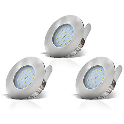 B.K.LICHT Luz empotrada LED - IP44, ultra-plana, 5W, Plateado B.K.LICHT Luz empotrada LED - IP44, ultra-plana, 5W, Plateado