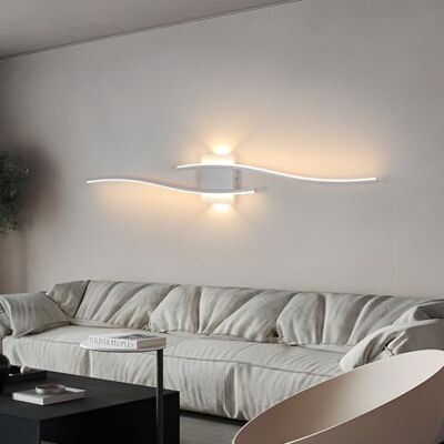 DELIPOP Lámpara de Pared Moderna LED, 27W Blanco Aplique de Pared con Forma Curva, Luz Cálida 3000K Iluminación Interior para Dormitorio Salón Pasillo Oficina DELIPOP Lámpara de Pared Moderna LED, 27W Blanco Aplique de Pared con Forma Curva, Luz Cálida 3000K Iluminación Interior para Dormitorio Salón Pasillo Oficina