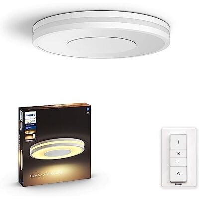 Philips – Lámpara inteligente, Hue Being, Plafón LED Inteligente, Luz Blanca de Cálida a Frí"a, Compatible con Alexa y Google Home, Color Blanco Philips – Lámpara inteligente, Hue Being, Plafón LED Inteligente, Luz Blanca de Cálida a Frí"a, Compatible con Alexa y Google Home, Color Blanco