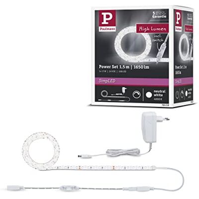 Paulmann Strip LED SimpLED Power 1,5 m con regulador de cable 1100 lm/m incl. 1x17 W IP44 tira de luz blanco cinta de luz plástico LED 4000 K Paulmann Strip LED SimpLED Power 1,5 m con regulador de cable 1100 lm/m incl. 1x17 W IP44 tira de luz blanco cinta de luz plástico LED 4000 K