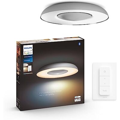 Philips – Lámpara inteligente, Hue Still, Lámpara de Techo LED Inteligente, Luz Blanca de cálida a fría, Compatible con Alexa y Google Home, Color Aluminio Philips – Lámpara inteligente, Hue Still, Lámpara de Techo LED Inteligente, Luz Blanca de cálida a fría, Compatible con Alexa y Google Home, Color Aluminio