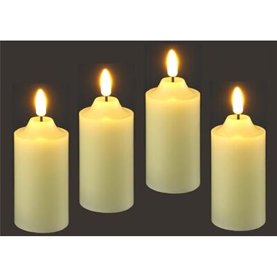 Flair Flower Velas LED de cera real, juego de 4 velas eléctricas, velas LED, luz blanca cálida, luz de ambiente, decoración, velas grandes, velas de Adviento, corona de Adviento, corona romántica, día Flair Flower Velas LED de cera real, juego de 4 velas eléctricas, velas LED, luz blanca cálida, luz de ambiente, decoración, velas grandes, velas de Adviento, corona de Adviento, corona romántica, día