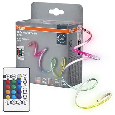 OSRAM Tira LED FLEX AUDIO TV 2M VR, blanca, 3,5W, 55lm, receptor de sonido integrado, sensor de color RGB, mando a distancia, larga duración, fácil instalación, puerto USB, IP20 OSRAM Tira LED FLEX AUDIO TV 2M VR, blanca, 3,5W, 55lm, receptor de sonido integrado, sensor de color RGB, mando a distancia, larga duración, fácil instalación, puerto USB, IP20