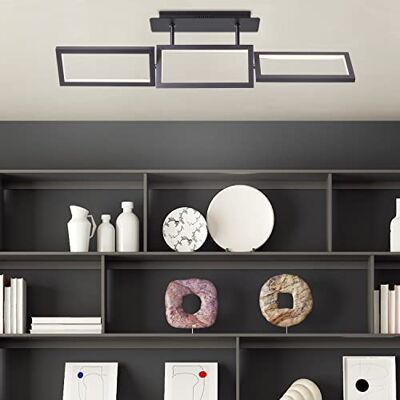 Brilliant Lámpara de techo LED de 3 focos, lámpara decorativa de techo regulable en 3 niveles mediante interruptor de pared y elemento giratorio de metal/plástico, en negro, 81 cm de ancho Brilliant Lámpara de techo LED de 3 focos, lámpara decorativa de techo regulable en 3 niveles mediante interruptor de pared y elemento giratorio de metal/plástico, en negro, 81 cm de ancho