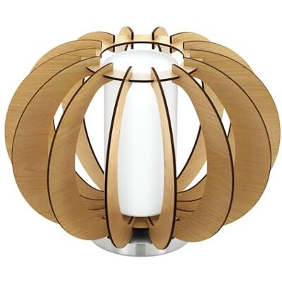 Eglo lámpara de mesa Stellato 1, lámpara de noche acero níquel mate, madera Eglo lámpara de mesa Stellato 1, lámpara de noche acero níquel mate, madera
