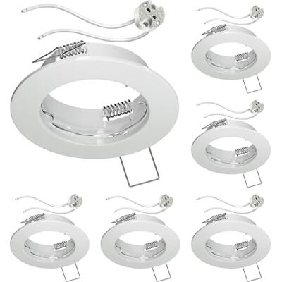 ledscom.de 6x marco empotrable de techo FERE, redondo, blanco brillante (LED/halógeno/MR16/50mm) incl. casquillo GU5.3 ledscom.de 6x marco empotrable de techo FERE, redondo, blanco brillante (LED/halógeno/MR16/50mm) incl. casquillo GU5.3