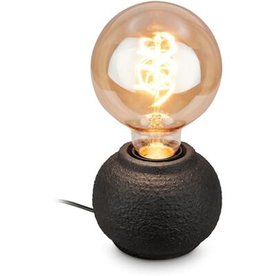 Briloner Lampara de mesa con interruptor de cable, base cerámica, E27 max. 25W, lampara mesita noche, escritorio, lectura cama, salón decorativo, luz auxiliar para dormitorio, 10x8 cm, Negro Briloner Lampara de mesa con interruptor de cable, base cerámica, E27 max. 25W, lampara mesita noche, escritorio, lectura cama, salón decorativo, luz auxiliar para dormitorio, 10x8 cm, Negro