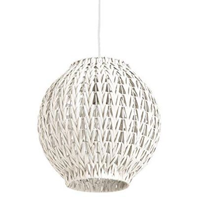 LUSSIOL Lámpara Tahía, suspensión ratán, blanco, 60 W, ø 31 x 31 cm LUSSIOL Lámpara Tahía, suspensión ratán, blanco, 60 W, ø 31 x 31 cm
