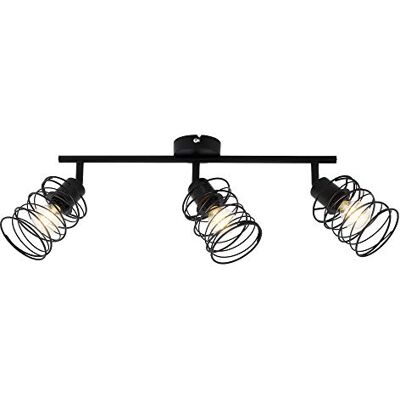 Briloner Leuchten Foco de techo de 3 luces, lámpara de techo retro, vintage, focos giratorios, acero negro, 3xE14, máx. 40 vatios, metal, negro Briloner Leuchten Foco de techo de 3 luces, lámpara de techo retro, vintage, focos giratorios, acero negro, 3xE14, máx. 40 vatios, metal, negro