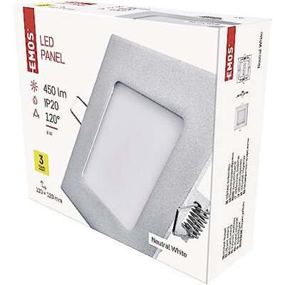 EMOS * LED Panel S 6 W NW IP20 de S, aluminio, plata, 13,5 x 4 x 15,5 cm EMOS * LED Panel S 6 W NW IP20 de S, aluminio, plata, 13,5 x 4 x 15,5 cm
