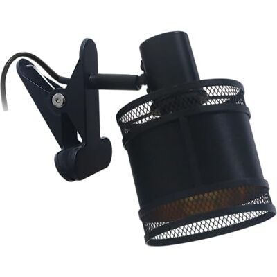 REV – Lámpara de pinza de aspecto vintage con casquillo E14 en color negro – Lámpara de lectura IP20 orientable con funda de tela pantalla – Lámpara de sujeción para marco de cama con toma de REV – Lámpara de pinza de aspecto vintage con casquillo E14 en color negro – Lámpara de lectura IP20 orientable con funda de tela pantalla – Lámpara de sujeción para marco de cama con toma de