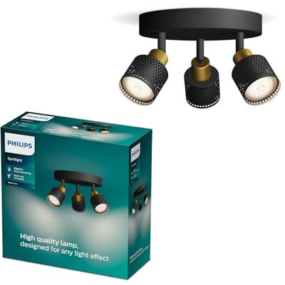 Philips Niall Foco LED decorativo Ajustableredondo (3 luces), bombilla GU10 no incluida, Latón, IP20 Philips Niall Foco LED decorativo Ajustableredondo (3 luces), bombilla GU10 no incluida, Latón, IP20
