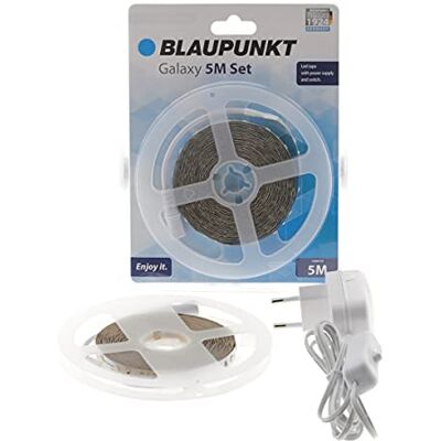 Blaupunkt Tira de LED 5m – Tira de Luz para Momentos Especiales – Blanco Frío 6000K – 720 Lúmenes – 60 LED de/Medidor – Ideal como Iluminación de Salón, Cocina, Habitación, Pasillo – Plug & Play Blaupunkt Tira de LED 5m – Tira de Luz para Momentos Especiales – Blanco Frío 6000K – 720 Lúmenes – 60 LED de/Medidor – Ideal como Iluminación de Salón, Cocina, Habitación, Pasillo – Plug & Play