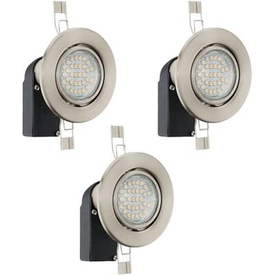 Eglo Foco LED empotrable LED, foco de techo, acero en níquel mate, casquillo GU10, blanco cálido Eglo Foco LED empotrable LED, foco de techo, acero en níquel mate, casquillo GU10, blanco cálido