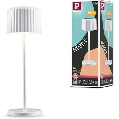 Paulmann Luminaria solar LED alimentada por pilas, IP44 2700 K, batería USB-C blanca, luminaria de mesa portátil Paulmann Luminaria solar LED alimentada por pilas, IP44 2700 K, batería USB-C blanca, luminaria de mesa portátil