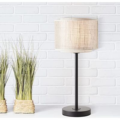 Brilliant Lámpara de mesa de estilo natural – Lámpara de mesa decorativa con interruptor intermedio – Adecuado para bombillas E27 de metal/textil/papel, en negro/beige – Ø 22 cm y altura 48 cm Brilliant Lámpara de mesa de estilo natural – Lámpara de mesa decorativa con interruptor intermedio – Adecuado para bombillas E27 de metal/textil/papel, en negro/beige – Ø 22 cm y altura 48 cm