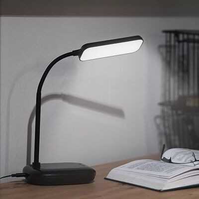EMOS Lámpara de mesa LED Molly 12 W, brillo 650 lm, regulable, color de luz ajustable (3000 – 6500 K), brazo de lámpara flexible, cable de carga de 1,5 m con adaptador de red de 10 V, color negro EMOS Lámpara de mesa LED Molly 12 W, brillo 650 lm, regulable, color de luz ajustable (3000 – 6500 K), brazo de lámpara flexible, cable de carga de 1,5 m con adaptador de red de 10 V, color negro