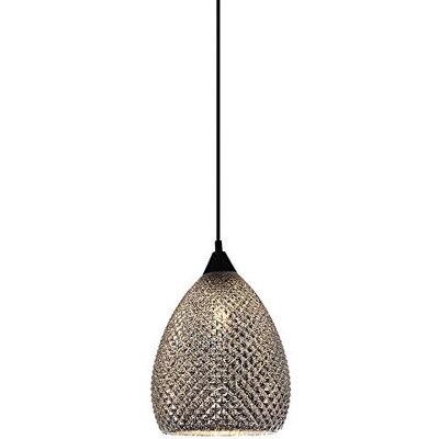 Italux Saniya Lámpara colgante clásica negra 1 luz con pantalla plateada, E27 Italux Saniya Lámpara colgante clásica negra 1 luz con pantalla plateada, E27