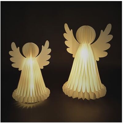 EMOS Juego de 2 ángeles de papel LED, 2 x 10 LED cada uno, blanco cálido, temporizador de 6/18 horas, funciona con pilas (3 pilas AA cada uno) Vida útil de 10.000 horas para uso en interiores EMOS Juego de 2 ángeles de papel LED, 2 x 10 LED cada uno, blanco cálido, temporizador de 6/18 horas, funciona con pilas (3 pilas AA cada uno) Vida útil de 10.000 horas para uso en interiores