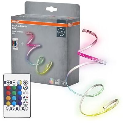 OSRAM Tira LED FLEX AUDIO 5M VR RC, blanca, 21W, 320lm, luz blanca cálida, receptor de sonido integrado, sensor de color RGB, mando a distancia, larga duración, fácil instalación, IP20 OSRAM Tira LED FLEX AUDIO 5M VR RC, blanca, 21W, 320lm, luz blanca cálida, receptor de sonido integrado, sensor de color RGB, mando a distancia, larga duración, fácil instalación, IP20