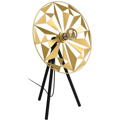 Eglo Castanuelo lámpara de mesa, luminaria trípode para mesa de noche en diseño retro, iluminador trípode de metal en oro y negro, luz decorativa para dormitorio y sala, casquillo E27 Eglo Castanuelo lámpara de mesa, luminaria trípode para mesa de noche en diseño retro, iluminador trípode de metal en oro y negro, luz decorativa para dormitorio y sala, casquillo E27