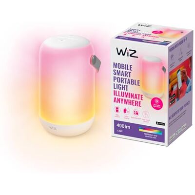 WiZ Lámpara portátil móvil Luz Blanca y de Colores Efecto de iluminación de zona doble Control por voz y con panel táctil, con tecnología SpaceSense y compatible con Alexa y Google Home WiZ Lámpara portátil móvil Luz Blanca y de Colores Efecto de iluminación de zona doble Control por voz y con panel táctil, con tecnología SpaceSense y compatible con Alexa y Google Home