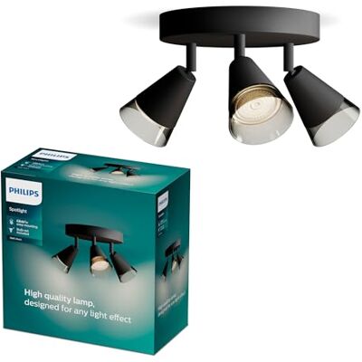 Philips Cleft Foco LED decorativo Ajustableredondo (4 luces), bombilla GU10 no incluido, Negro, IP20 Philips Cleft Foco LED decorativo Ajustableredondo (4 luces), bombilla GU10 no incluido, Negro, IP20