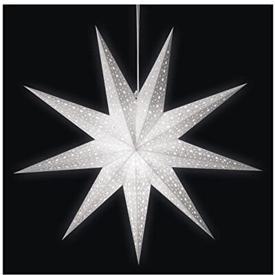 EMOS Lámpara colgante de papel blanco con diseño de estrella E14, estrella de Navidad de 3, cable de alimentación de 2 m, para lámpara LED de hasta 25 W, 60 cm, IP20 en interiores, para EMOS Lámpara colgante de papel blanco con diseño de estrella E14, estrella de Navidad de 3, cable de alimentación de 2 m, para lámpara LED de hasta 25 W, 60 cm, IP20 en interiores, para