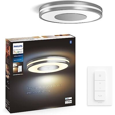 Philips – Lámpara inteligente, Hue Being, Lámpara de Techo LED Inteligente, Luz Blanca de cálida a fría, Compatible con Alexa y Google Home, Color Aluminio Philips – Lámpara inteligente, Hue Being, Lámpara de Techo LED Inteligente, Luz Blanca de cálida a fría, Compatible con Alexa y Google Home, Color Aluminio