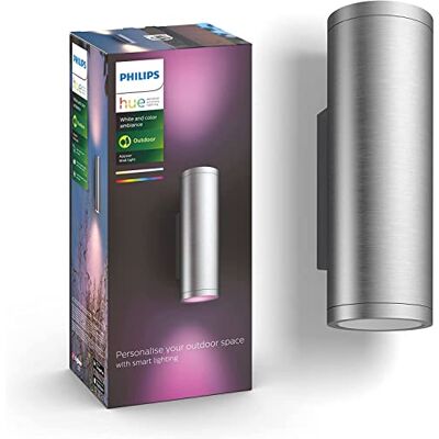 Philips – Lámpara inteligente exterior Hue Appear, Aplique Exterior LED Inteligente, Luz Blanca y de Colores, Compatible con Alexa y Google Home, Color Plata Philips – Lámpara inteligente exterior Hue Appear, Aplique Exterior LED Inteligente, Luz Blanca y de Colores, Compatible con Alexa y Google Home, Color Plata