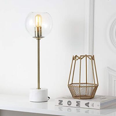 SAFAVIEH Moderno Metal Lámpara de mesa, Latón dorado y blanco SAFAVIEH Moderno Metal Lámpara de mesa, Latón dorado y blanco