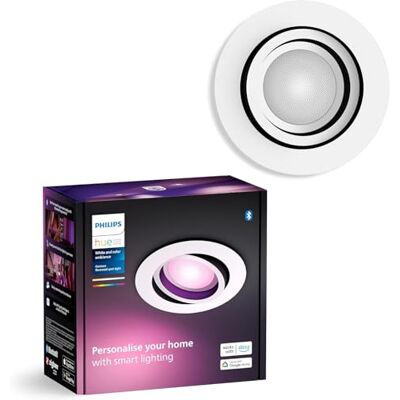 Philips Centura Foco Empotrable LED Inteligente Redondo, 350 lm, 5.7W, Luz Blanca y de Colores Regulable, Control Voz y App, Compatible Alexa, Google Home, Samsung SmartThings y Apple Home, Blanco Philips Centura Foco Empotrable LED Inteligente Redondo, 350 lm, 5.7W, Luz Blanca y de Colores Regulable, Control Voz y App, Compatible Alexa, Google Home, Samsung SmartThings y Apple Home, Blanco