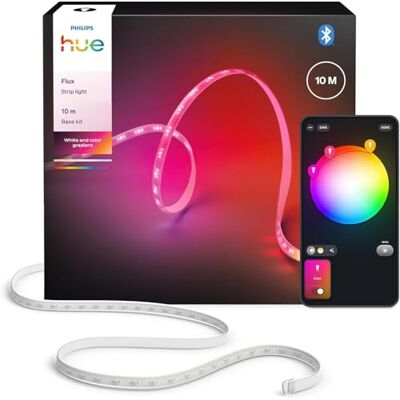 Philips Flux Tira LED inteligente 10 M, 2000 lm, luz ambiente de color, iluminación interior flexible, tecnología Chromasync™, RGBWWIC, cortable, ampliable, reutilizable, control por app y voz Philips Flux Tira LED inteligente 10 M, 2000 lm, luz ambiente de color, iluminación interior flexible, tecnología Chromasync™, RGBWWIC, cortable, ampliable, reutilizable, control por app y voz