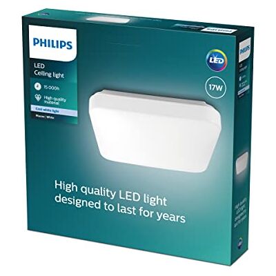 Philips Plafón MAUVE, lámpara LED de techo funcional, color blanco, luz blanca fría, 40K 17W Philips Plafón MAUVE, lámpara LED de techo funcional, color blanco, luz blanca fría, 40K 17W