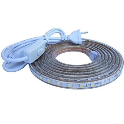 Ahorraluz Tira Led de 220v 5050 IMPERMEABLE Blanco Frío o Cálido Waterproof IP67 strip (Blanco Frío, 8 Metros + Enchufe) Ahorraluz Tira Led de 220v 5050 IMPERMEABLE Blanco Frío o Cálido Waterproof IP67 strip (Blanco Frío, 8 Metros + Enchufe)