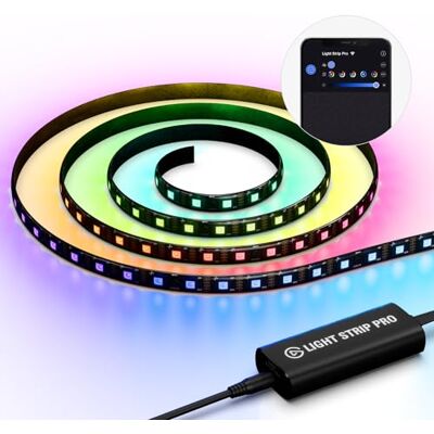 Elgato Light Strip Pro – LED RGB controlables por separado, ambientes con IA, velocidad/intensidad/dirección ajustables – Control por app en Mac, PC, iPhone, Android, Stream Deck Elgato Light Strip Pro – LED RGB controlables por separado, ambientes con IA, velocidad/intensidad/dirección ajustables – Control por app en Mac, PC, iPhone, Android, Stream Deck