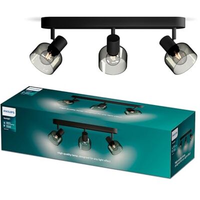 Philips Sleet Foco LED decorativo (3 luces), bombilla E14 no incluida, Negro, IP20 Philips Sleet Foco LED decorativo (3 luces), bombilla E14 no incluida, Negro, IP20