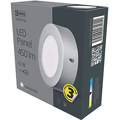 EMOS * zm5222 LED Panel Ceiling C 6 W NW IP20, aluminio, plata EMOS * zm5222 LED Panel Ceiling C 6 W NW IP20, aluminio, plata