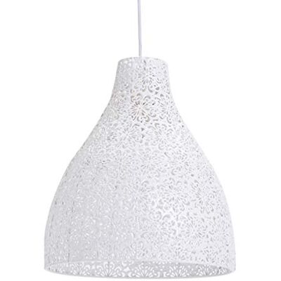 LUSSIOL Lámpara colgante de metal, 40 W, blanco, diámetro 28 x 32 cm LUSSIOL Lámpara colgante de metal, 40 W, blanco, diámetro 28 x 32 cm