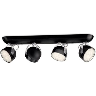 Philips myLiving Dyna Barra de focos, iluminación interior, 4 focos, LED, IP20, luz blanca cálida, color negro Philips myLiving Dyna Barra de focos, iluminación interior, 4 focos, LED, IP20, luz blanca cálida, color negro