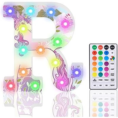 HIYAA Letas iluminadas, letas con luces LED con pupuina, 18 coloes cambiantes, leteo del alfabeto de diamantes con contol emoto, paa niñas, egalos de cumpleaños, ba, boda, fiesta, Navidad, San HIYAA Letas iluminadas, letas con luces LED con pupuina, 18 coloes cambiantes, leteo del alfabeto de diamantes con contol emoto, paa niñas, egalos de cumpleaños, ba, boda, fiesta, Navidad, San