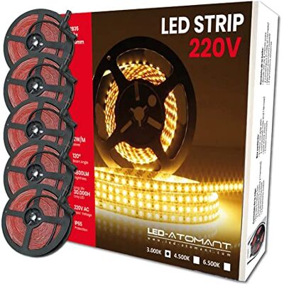 Atomant Sl Tira de Luz LED - 5m IP65, Blanco Cálido, 120 LEDs/m Atomant Sl Tira de Luz LED - 5m IP65, Blanco Cálido, 120 LEDs/m