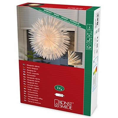 Konstsmide 2938 – 200 – Estrella de papel, 60 x 60 cm/para interior (IP20)/VDE/Interior De 230 V/sin bombilla/con interruptor de encendido/apagado/Cable Blanco Konstsmide 2938 – 200 – Estrella de papel, 60 x 60 cm/para interior (IP20)/VDE/Interior De 230 V/sin bombilla/con interruptor de encendido/apagado/Cable Blanco