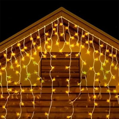 Glowster Cadenas de luces LED en forma de carámbano, alimentadas por 3 pilas AA. Emiten un cálido brillo blanco, miden 10m de largo y 0.6m de ancho, ideales para crear ambientes acogedores. Glowster Cadenas de luces LED en forma de carámbano, alimentadas por 3 pilas AA. Emiten un cálido brillo blanco, miden 10m de largo y 0.6m de ancho, ideales para crear ambientes acogedores.