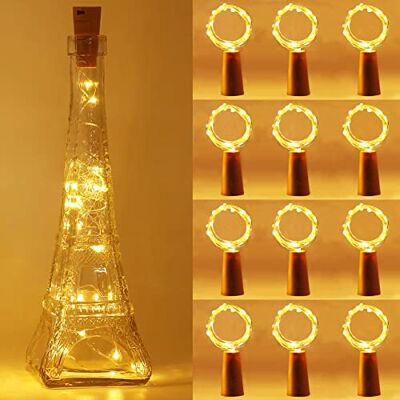 Anmossi Luz de Botella,Lámparas de Botellas con Pilas Flexible de Alambre de Cobre,Blanco Cálido,2m 20 LEDs Mini Luces Led,Luces Botellas Decorativas para Boda, Navidad, Fiesta, Hogar(12 Piezas) Anmossi Luz de Botella,Lámparas de Botellas con Pilas Flexible de Alambre de Cobre,Blanco Cálido,2m 20 LEDs Mini Luces Led,Luces Botellas Decorativas para Boda, Navidad, Fiesta, Hogar(12 Piezas)