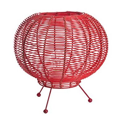 LUSSIOL Lámpara decorativa, mimbre, 30 x 26 cm, color rojo LUSSIOL Lámpara decorativa, mimbre, 30 x 26 cm, color rojo