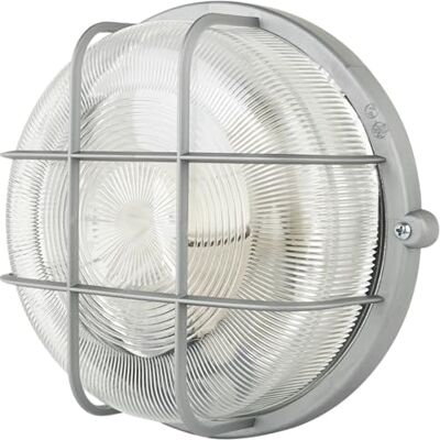 REV Lámpara LED para ambientes húmedos, redonda, IP44, 7 W, 600 lm, 3000 K, ideal como lámpara de pared o techo, color plateado REV Lámpara LED para ambientes húmedos, redonda, IP44, 7 W, 600 lm, 3000 K, ideal como lámpara de pared o techo, color plateado