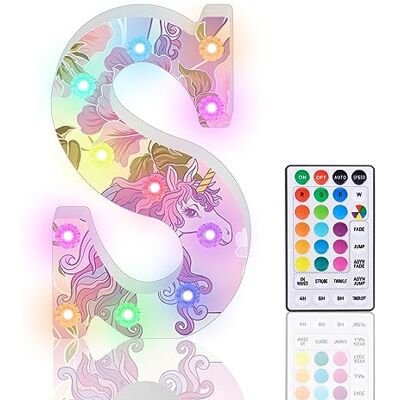 HIYAA Letra iluminada, luce LED con purpurina, 18 colore que cambian de color, letrero del alfabeto de diamante con control remoto, para niña, regalo de cumpleaño, bar, boda, fieta, Navidad, an HIYAA Letra iluminada, luce LED con purpurina, 18 colore que cambian de color, letrero del alfabeto de diamante con control remoto, para niña, regalo de cumpleaño, bar, boda, fieta, Navidad, an
